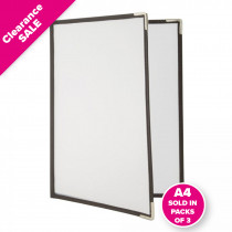 A4 Size Crystal Clear Transparent Double A4 Menu Holders / Covers. Pack of 3
