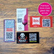 80x40mm Full Colour Printed Glass-Like Acrylic QR Code Table Number