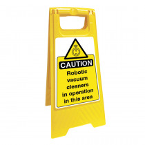 Robotic Vacuum Cleaners in Operation Safety Sign Floor Stand
