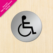 Disabled Symbol Satin Silver Toilet Door Disc