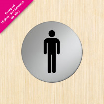 Gents Symbol Satin Silver Toilet Door Disc