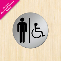 Gents & Disabled Symbol Satin Silver Toilet Door Disc