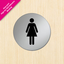 Ladies Symbol Satin Silver Toilet Door Disc