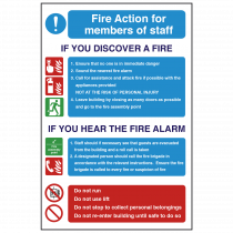 Members of Staff - Fire Action Safety Sign