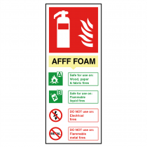 AFFF Foam Fire Extinguisher Safety Sign