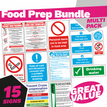 Food Preparation Catering Safety Sign Pack