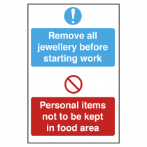 Remove all jewellery before starting work catering notice