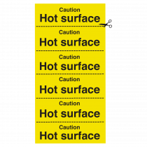 Caution Hot Surface Strips of 6 Signs