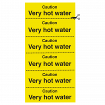 Caution Hot Water Strip of 6 Notices