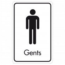 Large Gents Door Sign - Black on White 