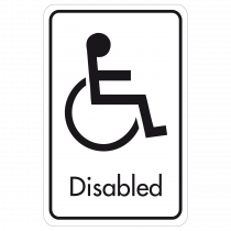 Large Disabled Door Sign - Black on White 