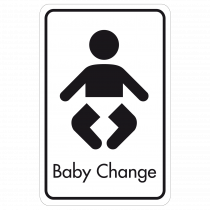 Large Baby Changing Door Sign - Black on White 