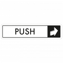 Horizontal Push Door Sign - Black on White 