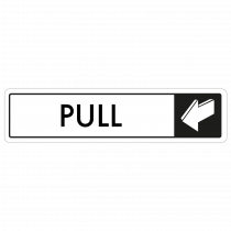 Horizontal Pull Door Sign - Black on White 