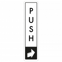 Vertical Push Door Sign - Black on White 