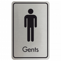 Large Gents Door Sign - Black on Silver