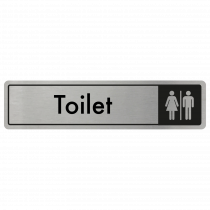 Toilet Door Sign - Black on Silver