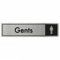 Gents Door Sign - Black on Silver 