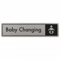 Baby Changing Door Sign - Black on Silver