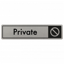 Private Door Sign - Black on Silver