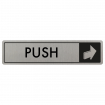 Horizontal Push Door Sign - Black on Silver