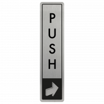 Vertical Push Door Sign - Black on Silver