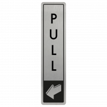 Vertical Pull Door Sign - Black on Silver
