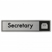 Secretary Door Sign - Black on Silver