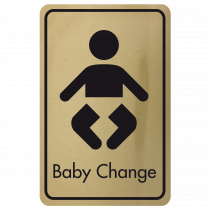 Large Baby Changing Door Sign - Black on Gold