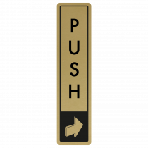 Vertical Push Door Sign - Black on Gold