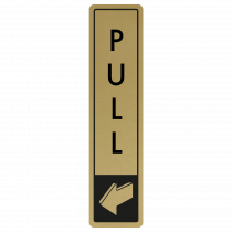 Vertical Pull Door Sign - Black on Gold
