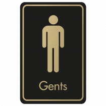 Large Gents Door Sign - Gold on Black