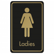 Large Ladies Door Sign - Gold on Black