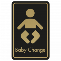 Large Baby Changing Door Sign - Gold on Black