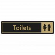Toilets Door Sign - Gold on Black