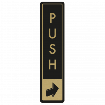 Vertical Push Door Sign - Gold on Black