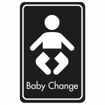 Large Baby Changing Door Sign - White on Black
