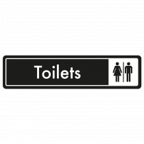 Toilets Door Sign - White on Black