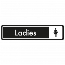 Ladies Door Sign - White on Black