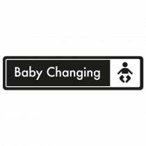 Baby Changing Door Sign - White on Black