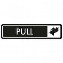 Horizontal Pull Door Sign - White on Black
