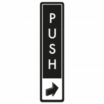 Vertical Push Door Sign - White on Black