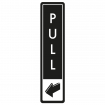 Vertical Pull Door Sign - White on Black