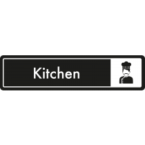 Kitchen Door Sign - White on Black