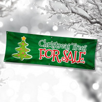 Christmas Trees for Sale Single Sided PVC Banner. Size - 4ft x 2ft