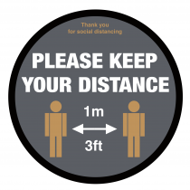 Please keep your 1 metre / 3ft distance floor graphic