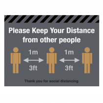 Please keep your distance from other people floor graphic