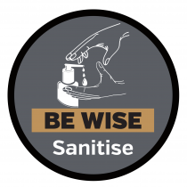 Be wise sanitise floor and wall graphic