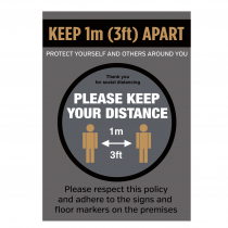 Keep 1 metre (3ft) apart when entering social distance notice