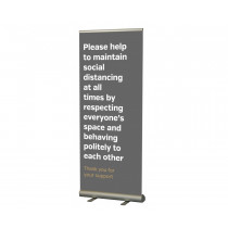 Please help maintain a safe social distance roller banner 